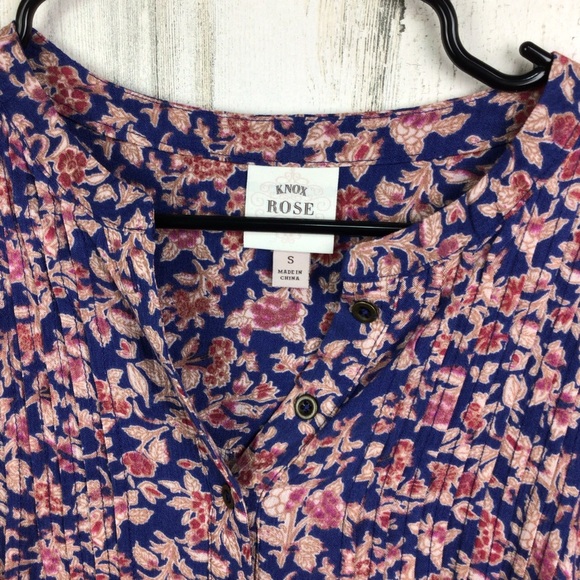 Knox Rose Floral Boho Peasant Blouse Size S - Picture 2 of 5